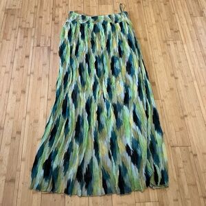 VENUS Blue and Green Pleated Maxi Skirt